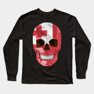 Tonga Flag Skull - Gift for Togan With Roots From Tonga Long Sleeve T-Shirt